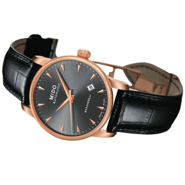  Shop Authentic Mido Baroncelli III Automatic Grey Dial Black Leather Strap Watch For Men - M8600.3.13.4 - Luxxuri