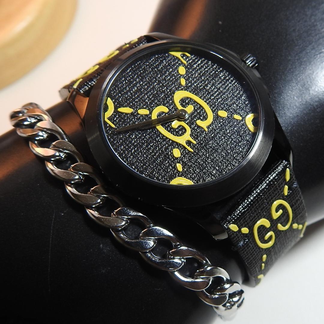  Shop Authentic Gucci G Timeless Ghost Black Dial Black Leather Strap Watch For Men - YA1264019 - Luxxuri