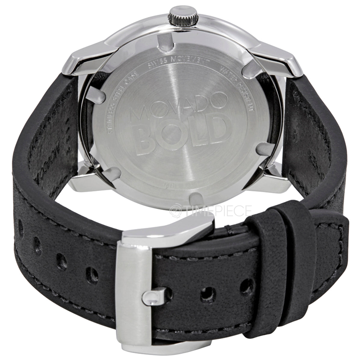  Shop Authentic Movado Bold Silver Dial Black Leather Strap Watch For Men - 3600468 - Luxxuri