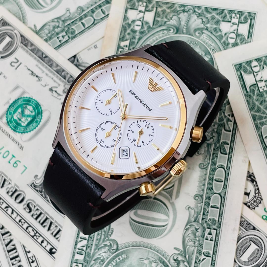  Shop Authentic Emporio Armani Chronograph White Dial Brown Leather Strap Watch For Men - AR11033 - Luxxuri