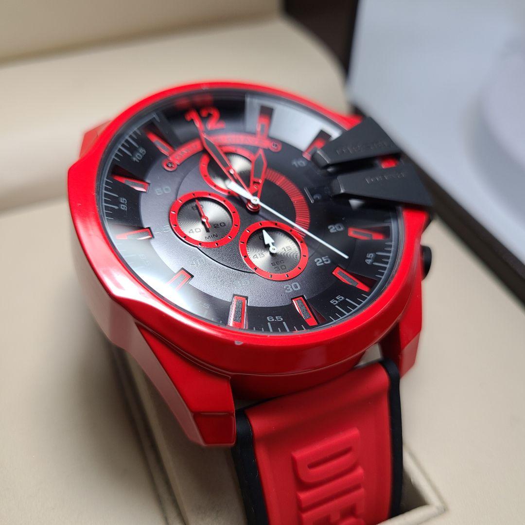 Shop Authentic Diesel Mega Chief Chronograph Black Dial Red Rubber Strap Watch For Men - DZ4526 - Luxxuri
