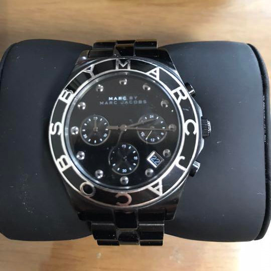  Shop Authentic Marc Jacobs Blade Chronograph Black Dial Black Steel Strap Watch for Women - MBM3083 - Luxxuri