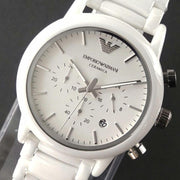  Shop Authentic Emporio Armani Luigi Chronograph Ceramic White Dial White Ceramic Strap Watch For Men - AR1499 - Luxxuri