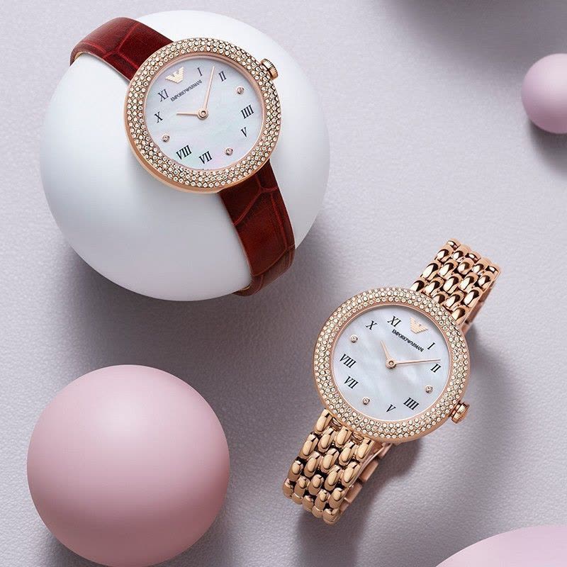  Shop Authentic Emporio Armani Rosa Two Hand White Dial Red Leather Strap Watch For Women - AR11357 - Luxxuri