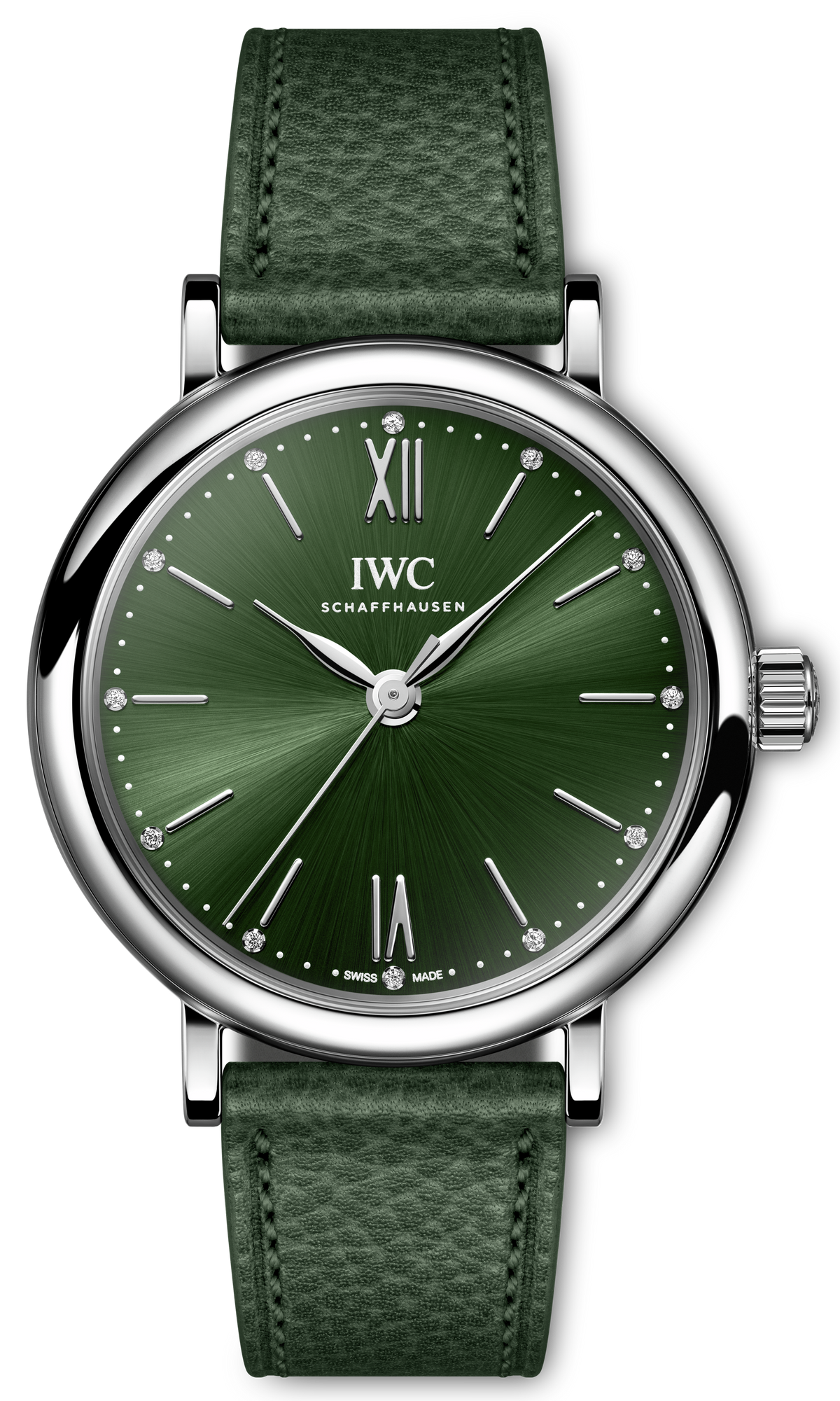  Shop Authentic IWC Portofino Automatic Automatic Green Dial Green Leather Strap Watch for Women - IW357412 - Luxxuri
