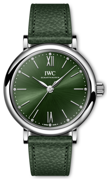  Shop Authentic IWC Portofino Automatic Automatic Green Dial Green Leather Strap Watch for Women - IW357412 - Luxxuri