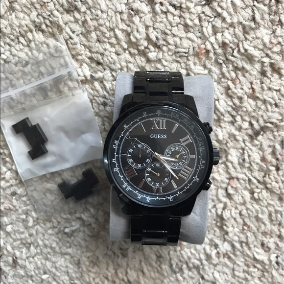  Shop Authentic Guess Horizon Chronograph Black Dial Black Steel Strap Watch For Men - W0379G2 - Luxxuri