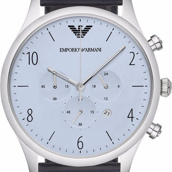  Shop Authentic Emporio Armani Chronograph Blue Dial Blue Leather Strap Watch For Men - AR1889 - Luxxuri