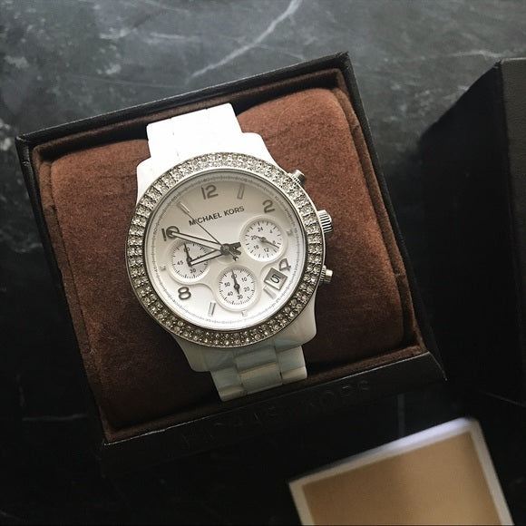  Shop Authentic Michael Kors Runway White Dial White Steel Strap Watch for Women - MK5188 - Luxxuri