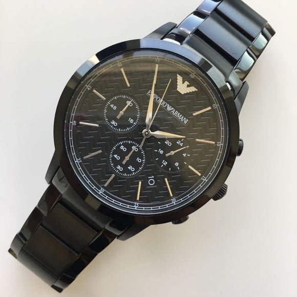  Shop Authentic Emporio Armani Dress Chronograph Quartz Black Dial Black Stainless Steel Strap Watch For Men - AR2485 - Luxxuri