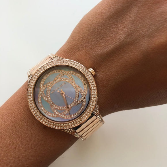  Shop Authentic Michael Kors Kerry Purple Dial Rose Gold Stainless Steel Strap Watch for Women - MK3482 - Luxxuri