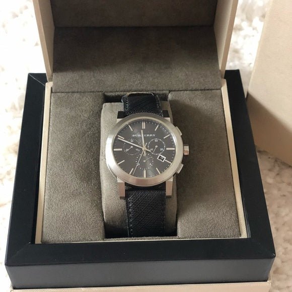  Shop Authentic Burberry The City Grey Dial Black Leather Strap Watch for Men - BU9362 - Luxxuri