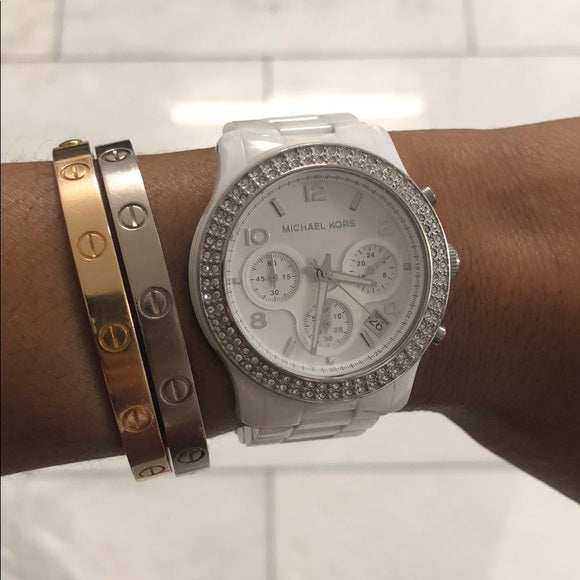  Shop Authentic Michael Kors Runway White Dial White Steel Strap Watch for Women - MK5188 - Luxxuri