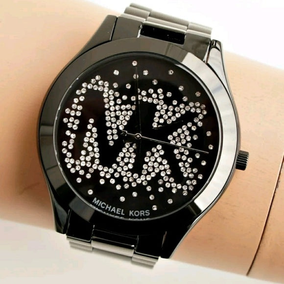  Shop Authentic Michael Kors Slim Runway Black Dial Black Steel Strap Watch for Women - MK3589 - Luxxuri