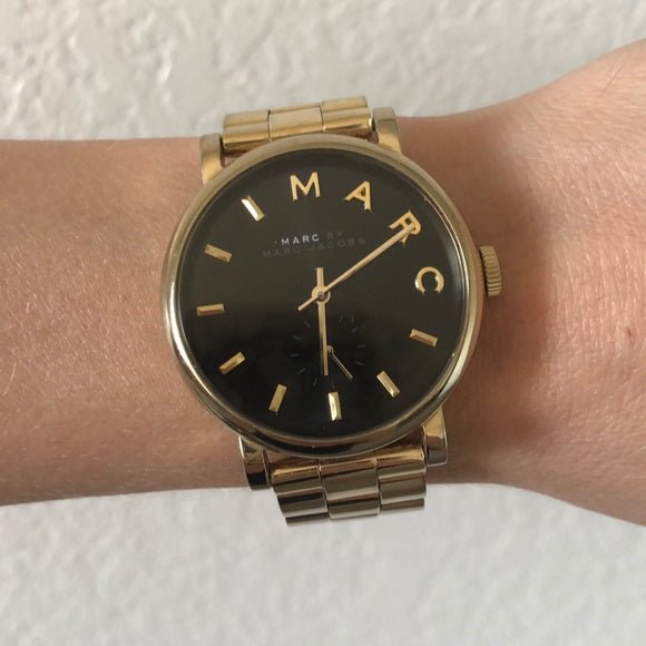  Shop Authentic Marc Jacobs Baker Black Dial Gold Steel Strap Watch for Women - MBM3355 - Luxxuri