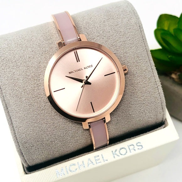  Shop Authentic Michael Kors Jaryn Analog Gold Dial Pink Steel Strap Watch For Women - MK4343 - Luxxuri