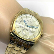  Shop Authentic Bulova Multifunction White Dial Gold Steel Strap Watch for Men - 97C105 - Luxxuri