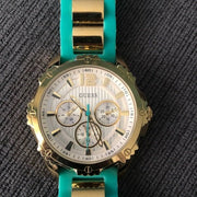  Shop Authentic Guess Intrepid 2 Silver Dial Two Tone Rubber Strap Watch For Women - W0325L4 - Luxxuri