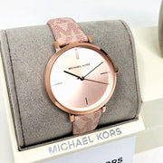  Shop Authentic Michael Kors Jayne Three Hand Rose Gold Dial Pink Leather Strap Watch For Women - MK7130 - Luxxuri