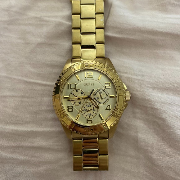  Shop Authentic Guess BFF Multifunction Gold Dial Gold Steel Strap Watch for Men - W0231L2 - Luxxuri