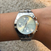  Shop Authentic Marc Jacobs Peeker Chronograph Silver Dial Silver Steel Strap Watch for Women - MBM3371 - Luxxuri
