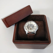  Shop Authentic Fossil Grant Automatic White Dial Brown Leather Strap Watch for Men - ME3052 - Luxxuri