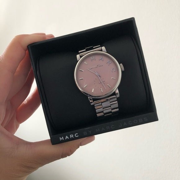  Shop Authentic Marc Jacobs Baker Pink Dial Silver Steel Strap Watch for Women - MBM3280 - Luxxuri