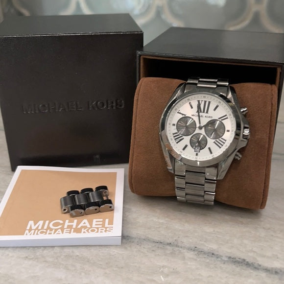  Shop Authentic Michael Kors Bradshaw Chronograph Quartz White Dial Grey Steel Strap Watch For Men - MK5952 - Luxxuri