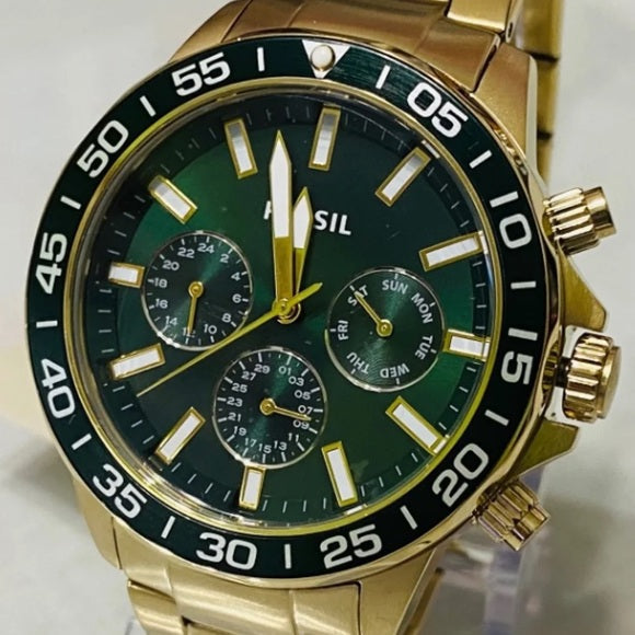  Shop Authentic Fossil Bannon Multifunction Chronograph Green Dial Gold Steel Strap Watch for Men - BQ2493 - Luxxuri