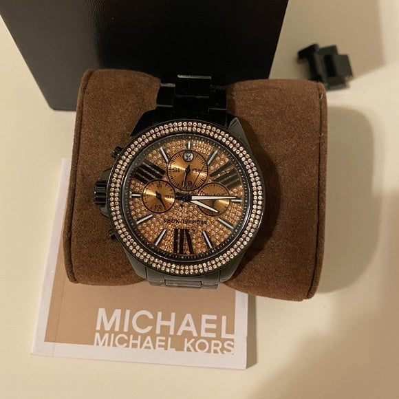  Shop Authentic Michael Kors Wren Chronograph Gold Diamonds Dial Black Steel Strap Watch for Women - MK5879 - Luxxuri