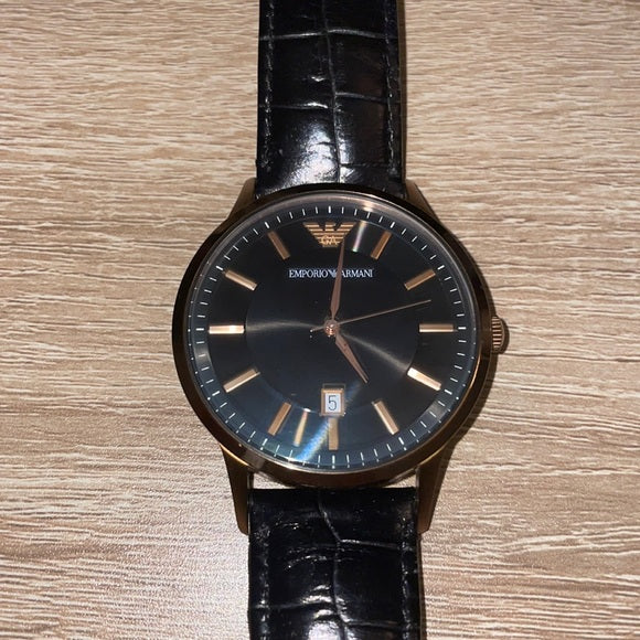  Shop Authentic Emporio Armani Classic Black Dial Black Leather Strap Watch For Women - AR9022 - Luxxuri