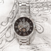  Shop Authentic Fossil Grant Skeleton Black Dial Silver Steel Strap Watch for Men - ME3055 - Luxxuri