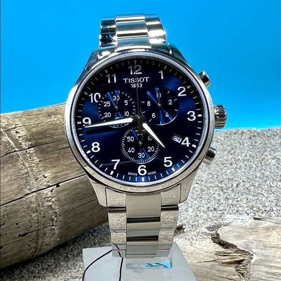  Shop Authentic Tissot T Sport Chrono XL Classic Blue Dial Silver Steel Strap Watch For Men - T116.617.11.047.01 - Luxxuri
