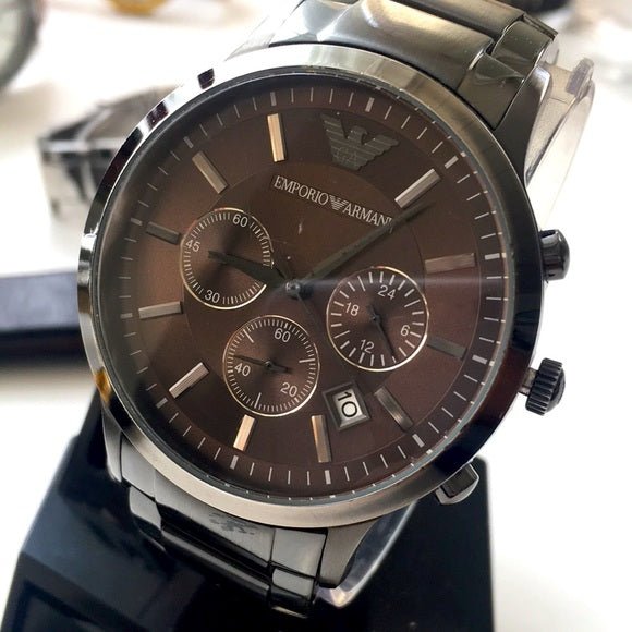 Shop Authentic Emporio Armani Classic Chronograph Grey Dial Grey Steel Strap Watch For Men - AR2454 - Luxxuri