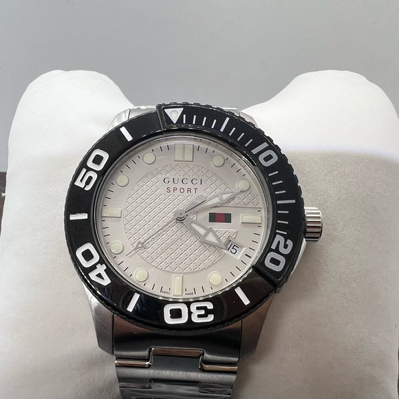  Shop Authentic Gucci G Timeless Sport White Dial Silver Steel Strap Watch For Men - YA126250 - Luxxuri