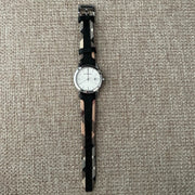  Shop Authentic Burberry The City White Dial Black Haymarket Leather Strap Watch for Women - BU9150 - Luxxuri