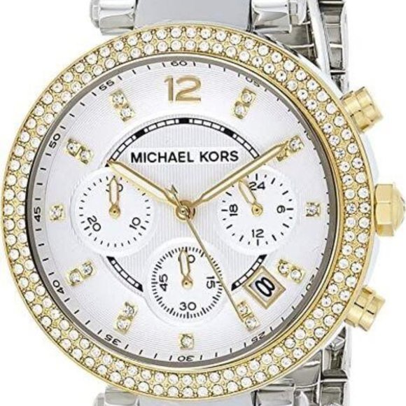  Shop Authentic Michael Kors Parker Chronograph Silver Dial Two Tone Steel Strap Watch For Women - MK5687 - Luxxuri