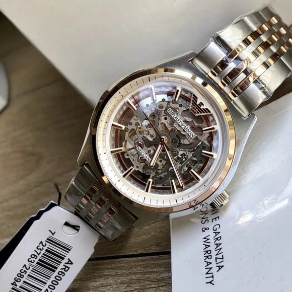  Shop Authentic Emporio Armani Meccanico White Dial Two Tone Stainless Steel Watch For Men - AR60002 - Luxxuri