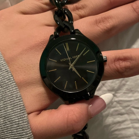  Shop Authentic Michael Kors Slim Runway Black Dial Black Steel Strap Watch for Women - MK3317 - Luxxuri