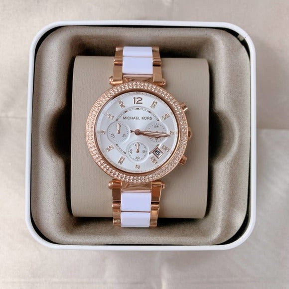  Shop Authentic Michael Kors Parker White Dial Two Tone Steel Strap Watch for Women - MK5774 - Luxxuri