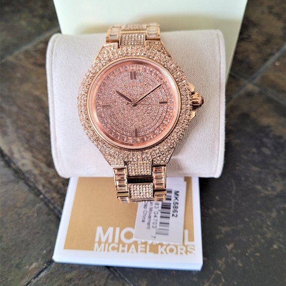  Shop Authentic Michael Kors Camille Crystal Rose Gold Dial Rose Gold Steel Strap Watch for Women - MK5862 - Luxxuri