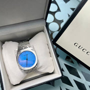 Shop Authentic Gucci 25H Quartz Blue Dial Silver Steel Strap Unisex Watch - YA163408 - Luxxuri