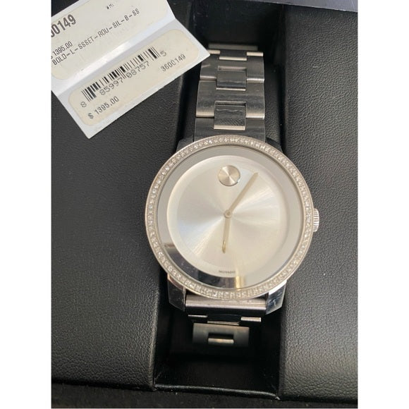  Shop Authentic Movado Bold Diamonds Silver Dial Silver Steel Strap Watch for Women - 3600149 - Luxxuri