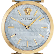  Shop Authentic Versace V-Twist Blue Dial Blue Leather Strap Watch for Women - VELS00319 - Luxxuri