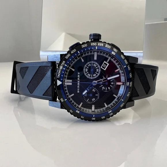  Shop Authentic Burberry The City Chronograph Black Dial Black Rubber Strap Watch For Men - BU9806 - Luxxuri