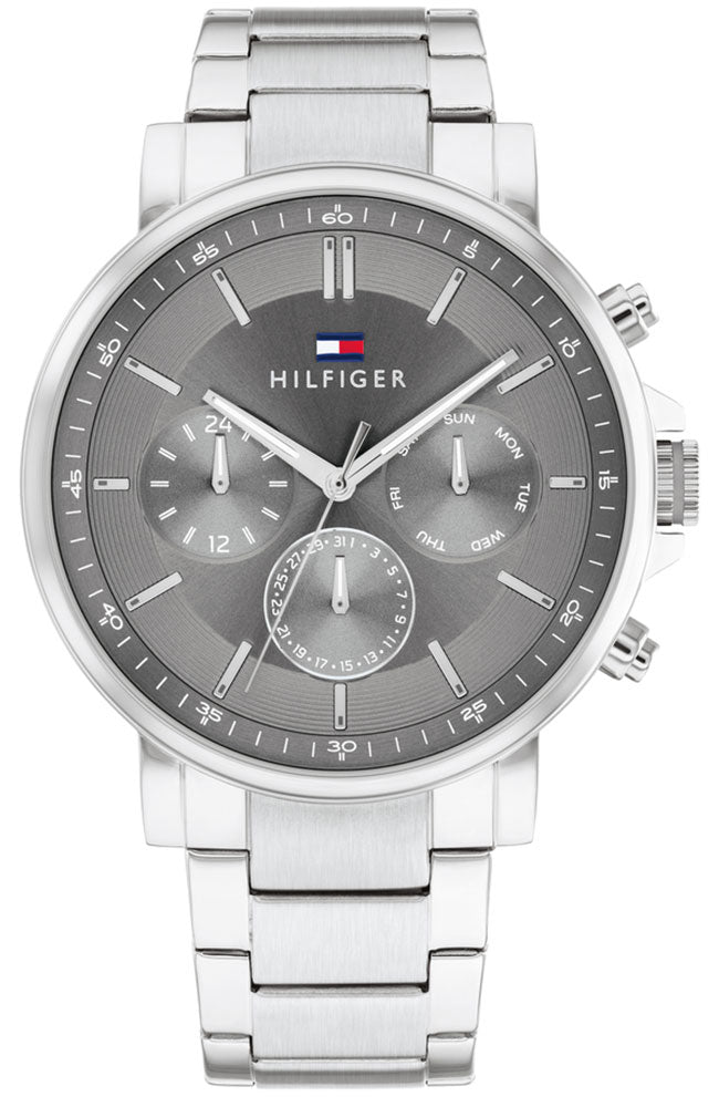  Shop Authentic Tommy Hilfiger Tyson Chronograph Grey Dial Silver Steel Strap Watch For Men - 1710604 - Luxxuri