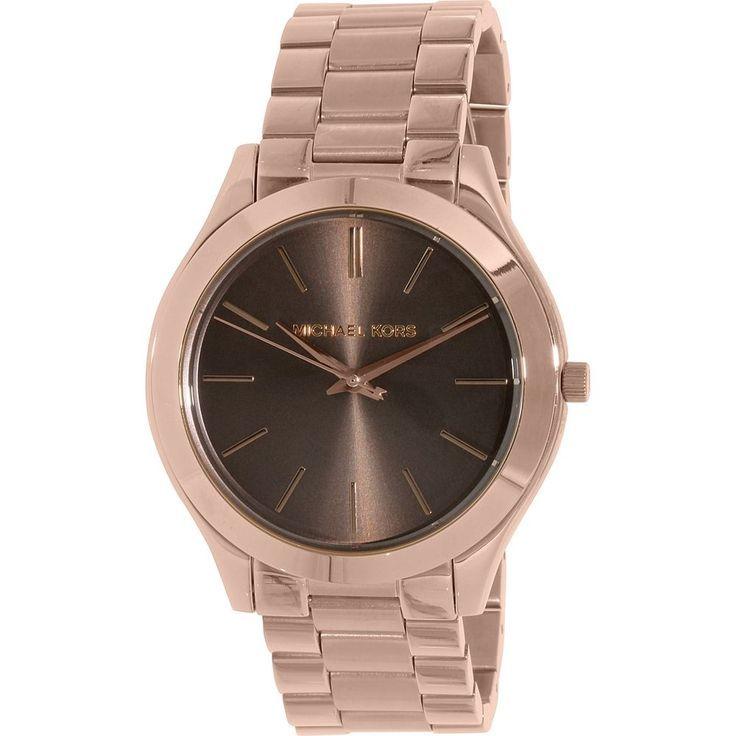  Shop Authentic Michael Kors Slim Runway Brown Dial Rose Gold Stainless Steel Strap Watch for Women - MK3181 - Luxxuri