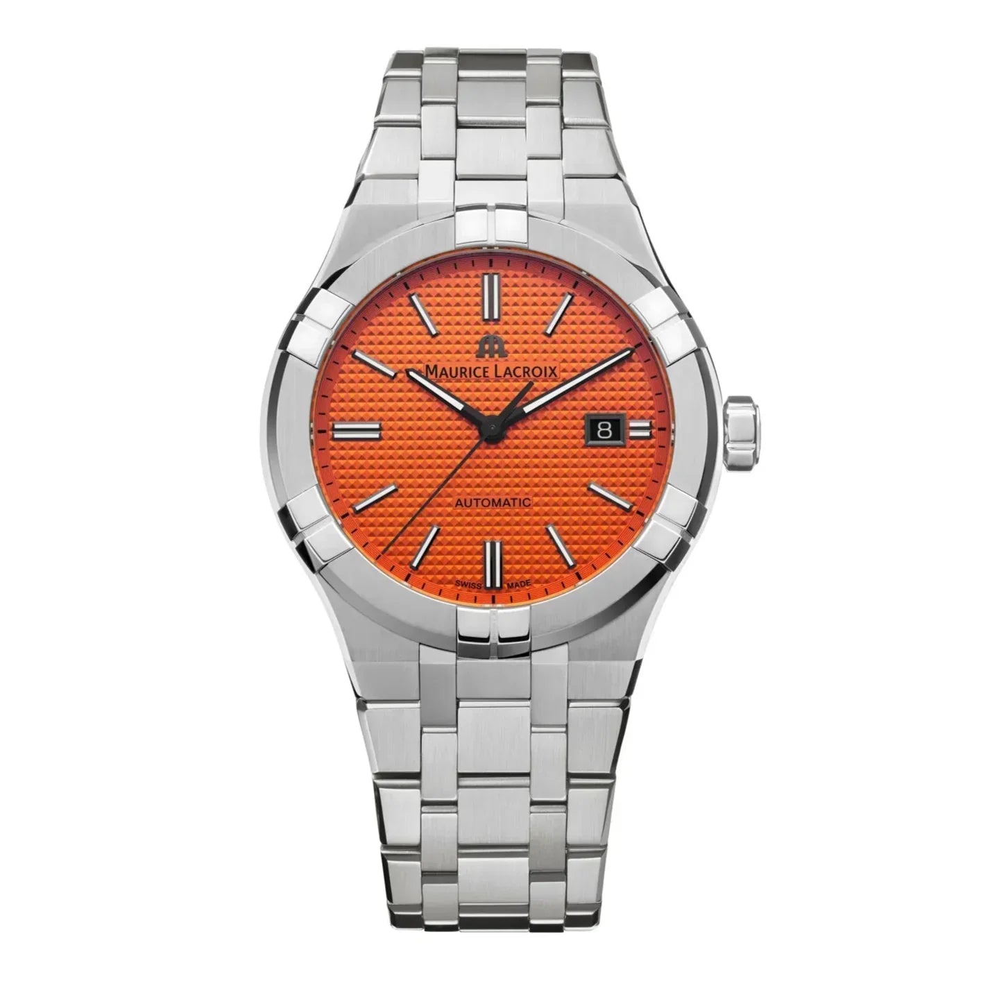  Shop Authentic Maurice Lacroix Aikon Limited Edition Automatic Date Orange Dial Silver Steel Strap Watch For Men - AI6008-SS00F-530-1 - Luxxuri