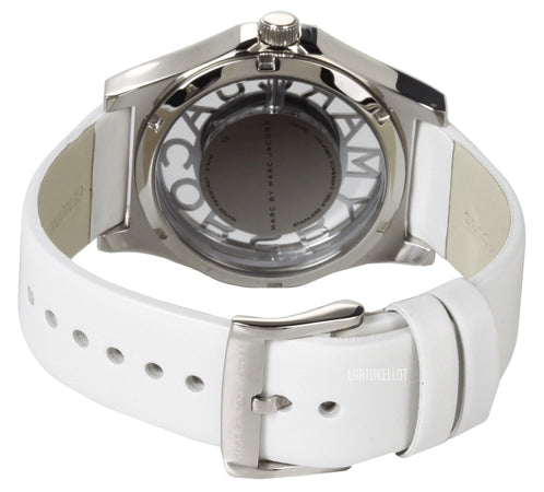  Shop Authentic Marc Jacobs Henry Skeleton White Dial White Leather Strap Watch for Women - MBM1241 - Luxxuri