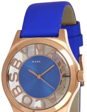  Shop Authentic Marc Jacobs Henry Skeleton Blue Dial Blue Leather Strap Watch for Women - MBM1244 - Luxxuri